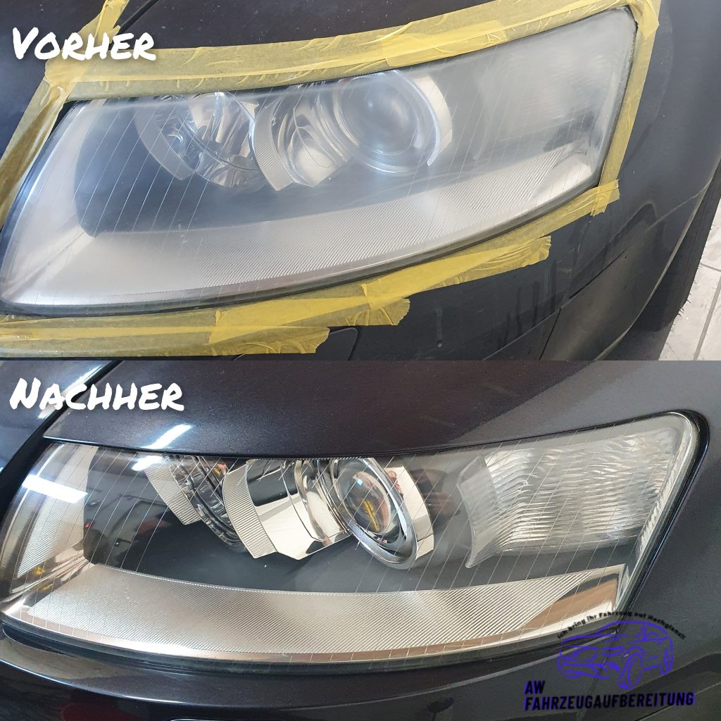 Scheinwerfer vorher/nachher im Vergleich